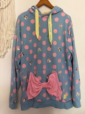 Loungefly Mini Mouse and Daisy Duck Polka Dot Hoodie in Blue, Pink & Yellow